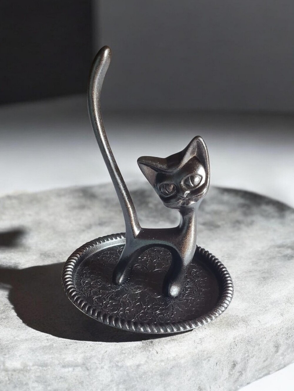 Vtg. Black Cat Ring Holder